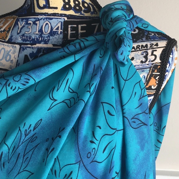 Women's Multi-Color Swim Wrap Aqua Blue  Pre-Owned - Picture 2 of 16